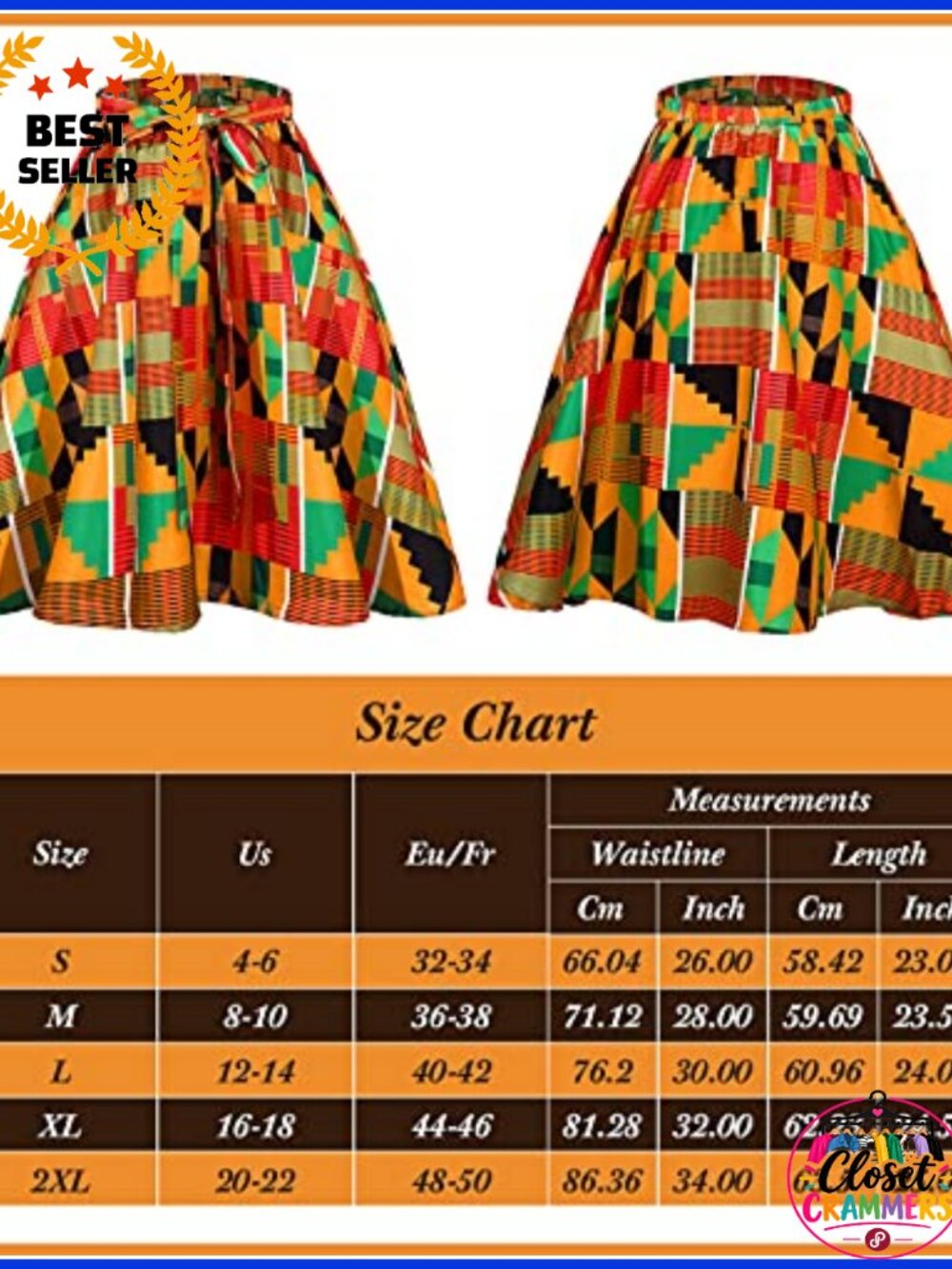 African Print High Waist Midi Skirt Headwrap Earrings 3 Pc Set - Picture 4 of 6